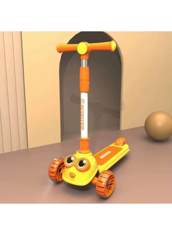Cool Baby Toddler Scooter for Kids Ages 3-12 Years Old Boy Girl with 3 Wheel LED Lights, Extra-Wide Childrens Foldable Kick Scooter Kids Ages 3-12 with 4 Adjustable Height and Lean-to-Steer (ORANGE) - Image 2